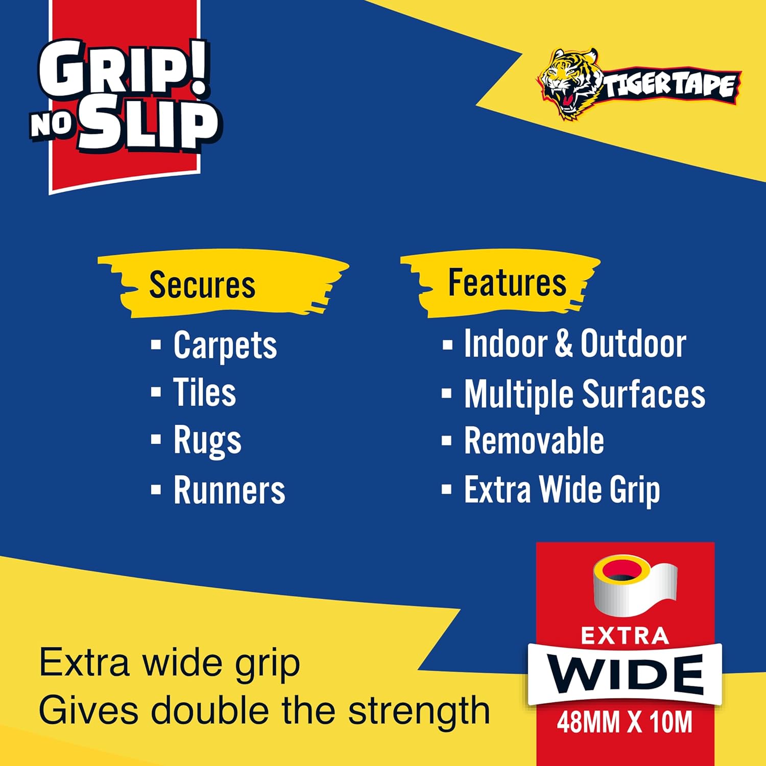 Tiger Tape® Wide Double Sided Carpet Tape Features and specs