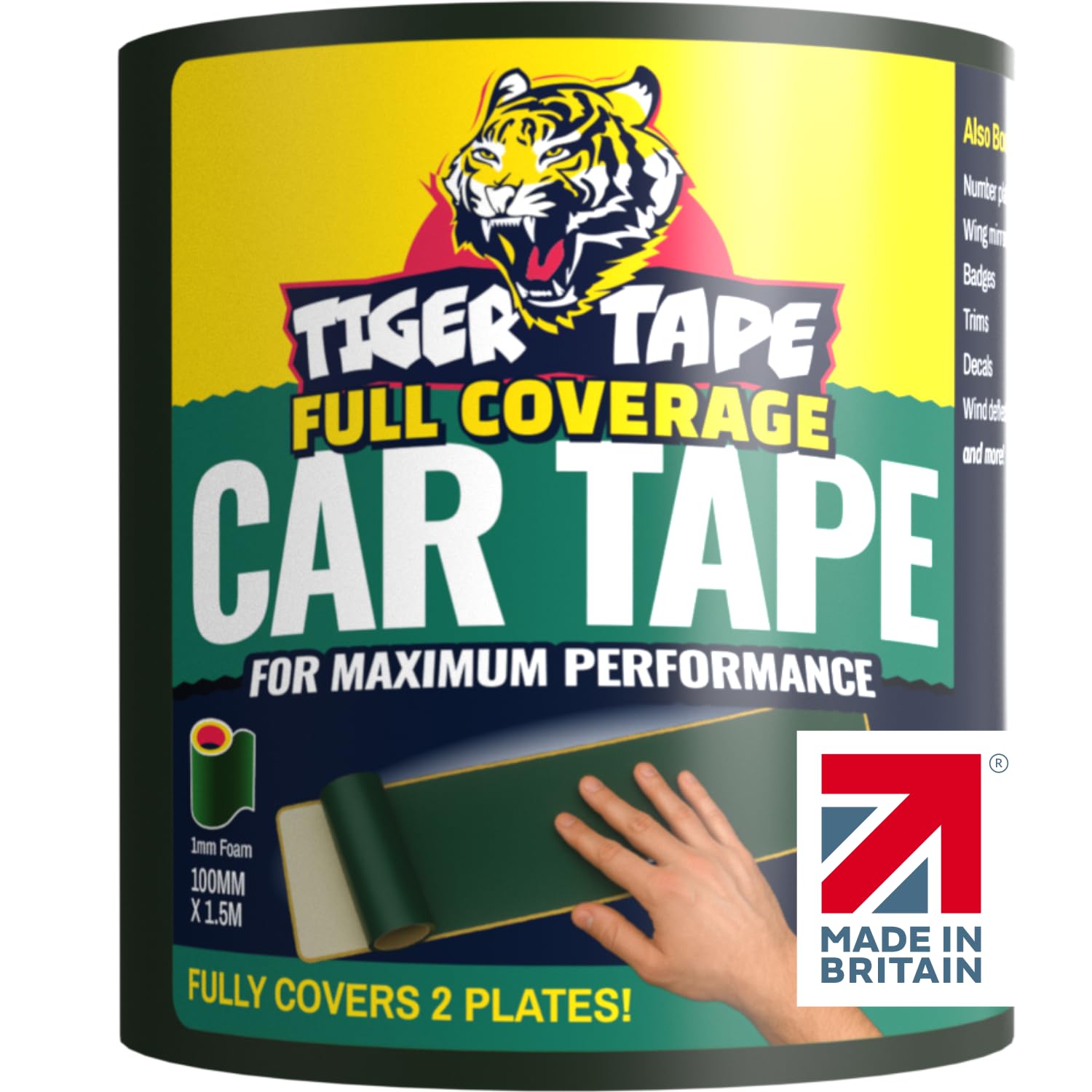 Tiger Tape® UK Made. Car Number Plate Tape (8 Plates)