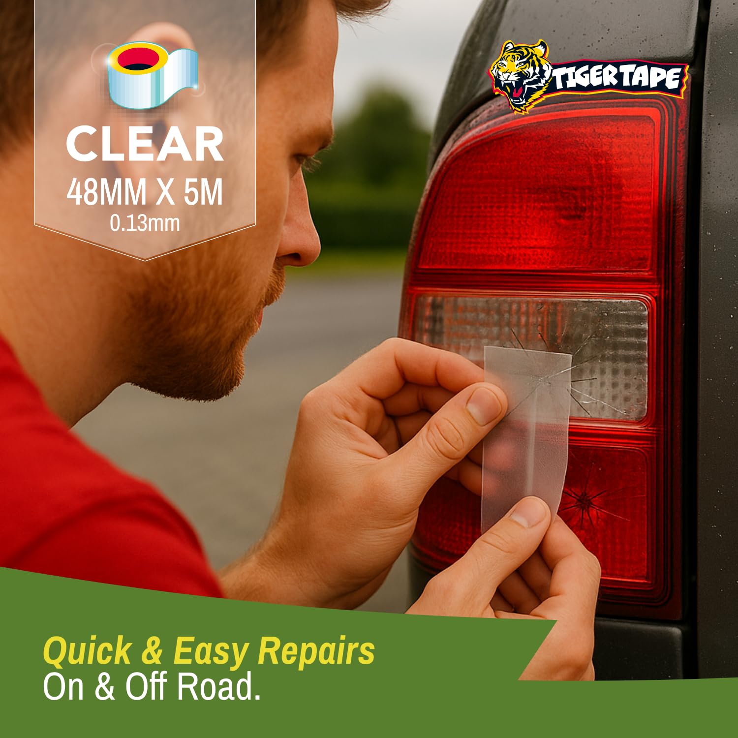 Tiger Tape® Waterproof Outdoor Clear Repair Tape. 48mm x 5m