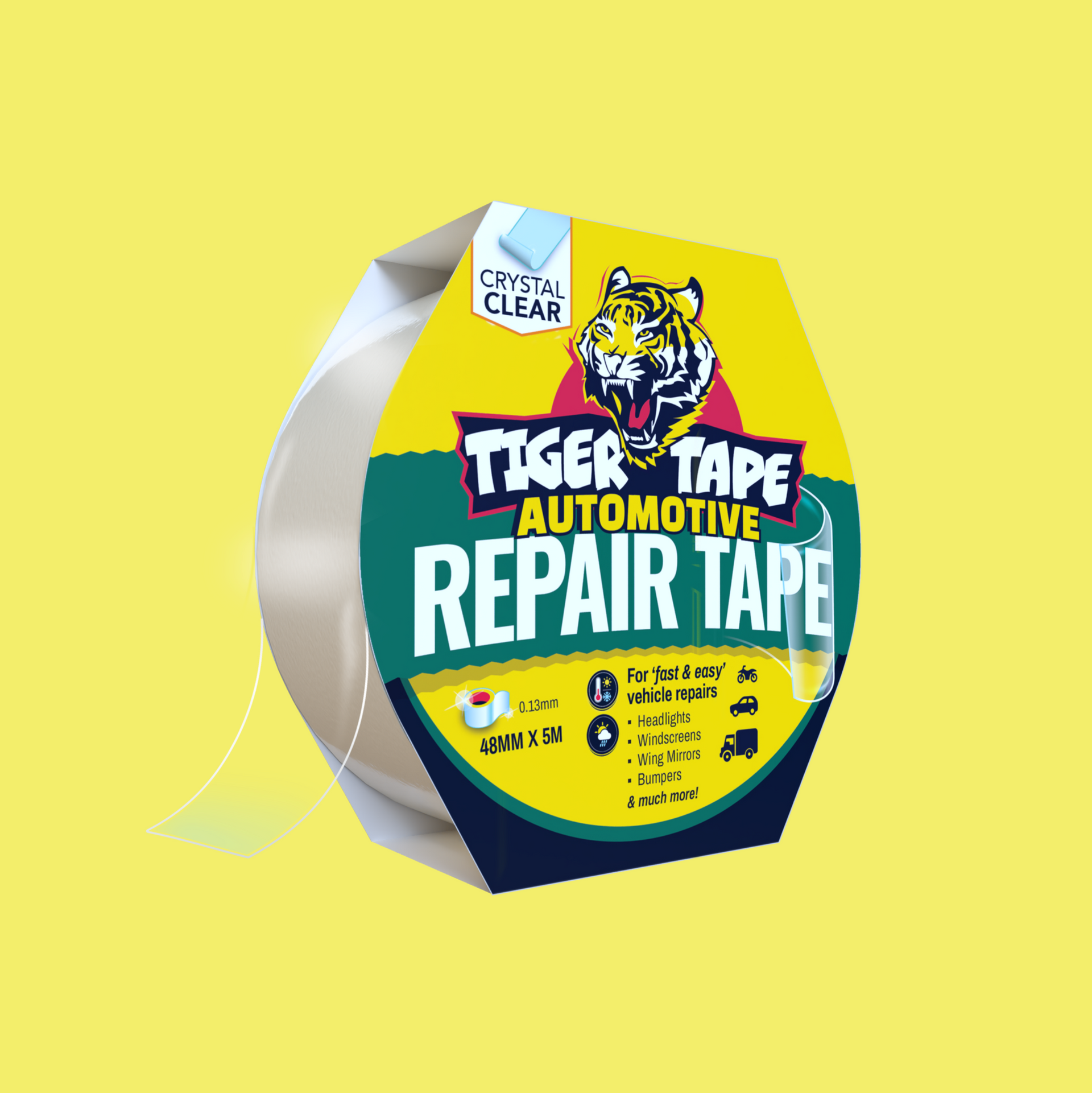 Tiger Tape® Waterproof Outdoor Clear Repair Tape. 48mm x 5m
